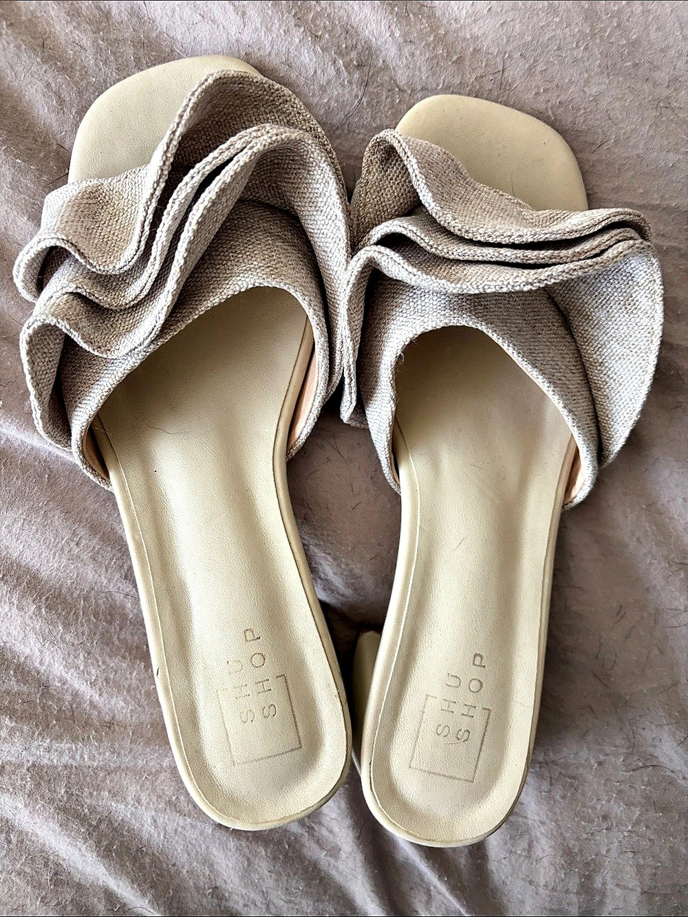 Shop Cider Strappy Slide Sandals in Beige Like New